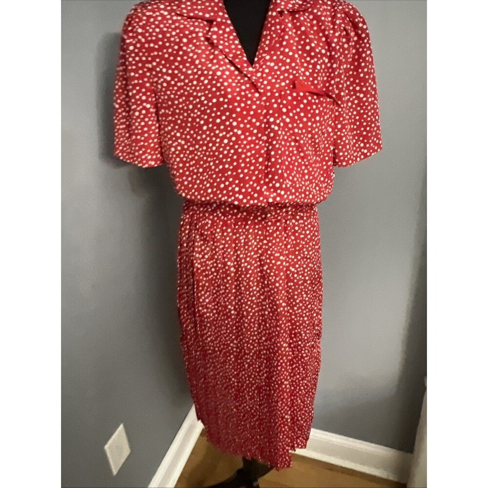 B.G.B. LTD︱Red & White Polka Dot Dress︱Shoulder Pads︱Size 10︱Vintage︱90's
